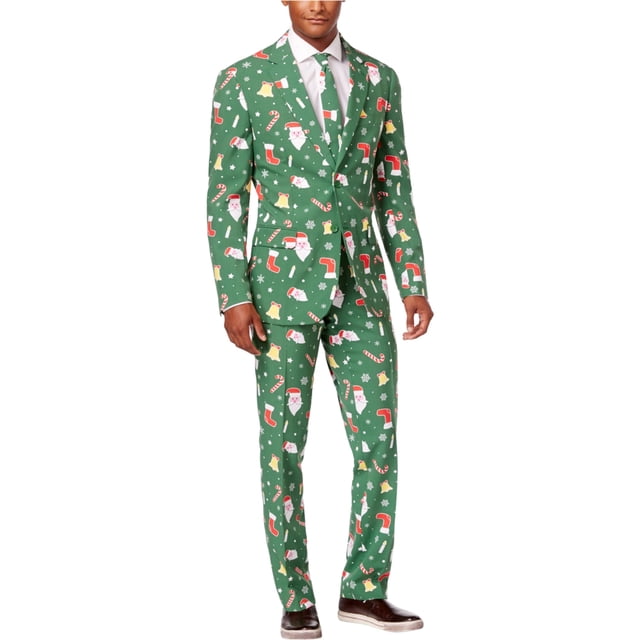 OppoSuits Traje formal de dos botones Santaboss para hombre, verde, 42 / W x L OppoSuits dos botones