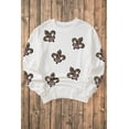 thumbnail image 5 of Women's White Sequined Fleur De Lis Drop Shoulder Sweatshirt for Casual Wear | [ZhiHiMeRi] | (US 20-22)2XL, 5 of 5