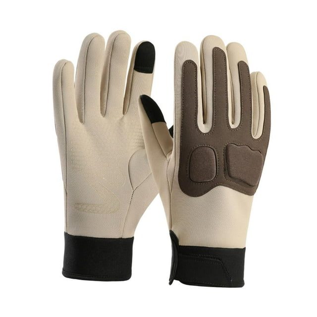 Guantes de motocicleta Guantes de ciclismo Protección Cálidos para Hombres Pantalla táctil para Senderismo Café beige