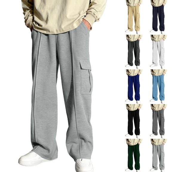 Ashirexll Boys Sweatpants Solid Color Elastic Waist Side Pockets Sweatpants Sports Casual Pants for 5-15 Years