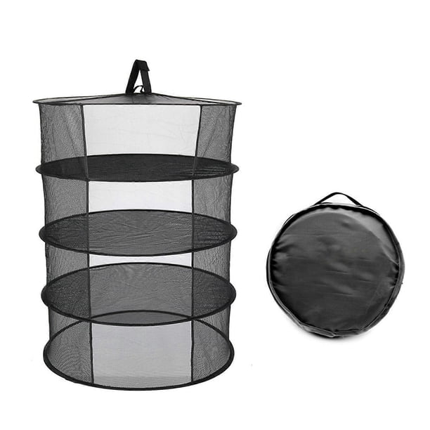 4 Layers Hanging Basket Folding Drying Rack Dry Net Opening Shape Dryer Bag Mesh 600mm Diameter For Herbs Flowers Buds Plants