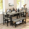 thumbnail image 4 of AWQM 4 Pieces Kitchen Table Set, Industrial Dining Table with 2 Chairs and Bench, Storage Racks, Space-Saving Table Set for Small Space, Apartment, Living-Room, Restaurant, Grey, 4 of 6