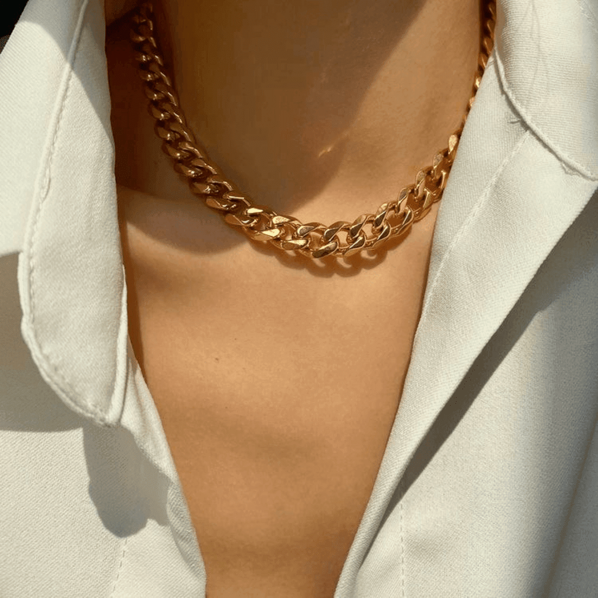 18K Gold Chunky Chain Necklace Women's, Best Trending Trendy Gold Chunky Chain Necklace Gift for Women, Lady, Mother, Wife, Mason & Madison Co.