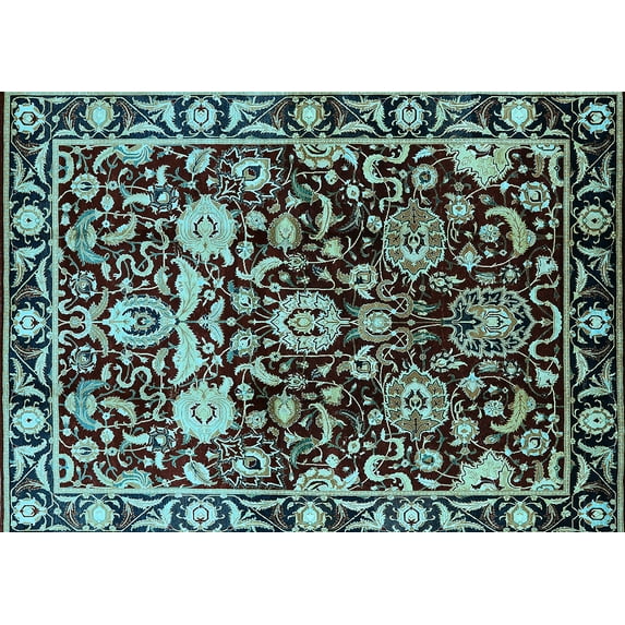 Ahgly Company Indoor Rectangle Oriental Light Blue Industrial Area Rugs, 7' x 9'
