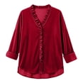 thumbnail image 6 of Lutiedan Plus Size Long Sleeve Shirts for Women Ruffle V Neck Work Blouses Dressy Casual Curved Hem Fall Tops S-5XL, 6 of 6