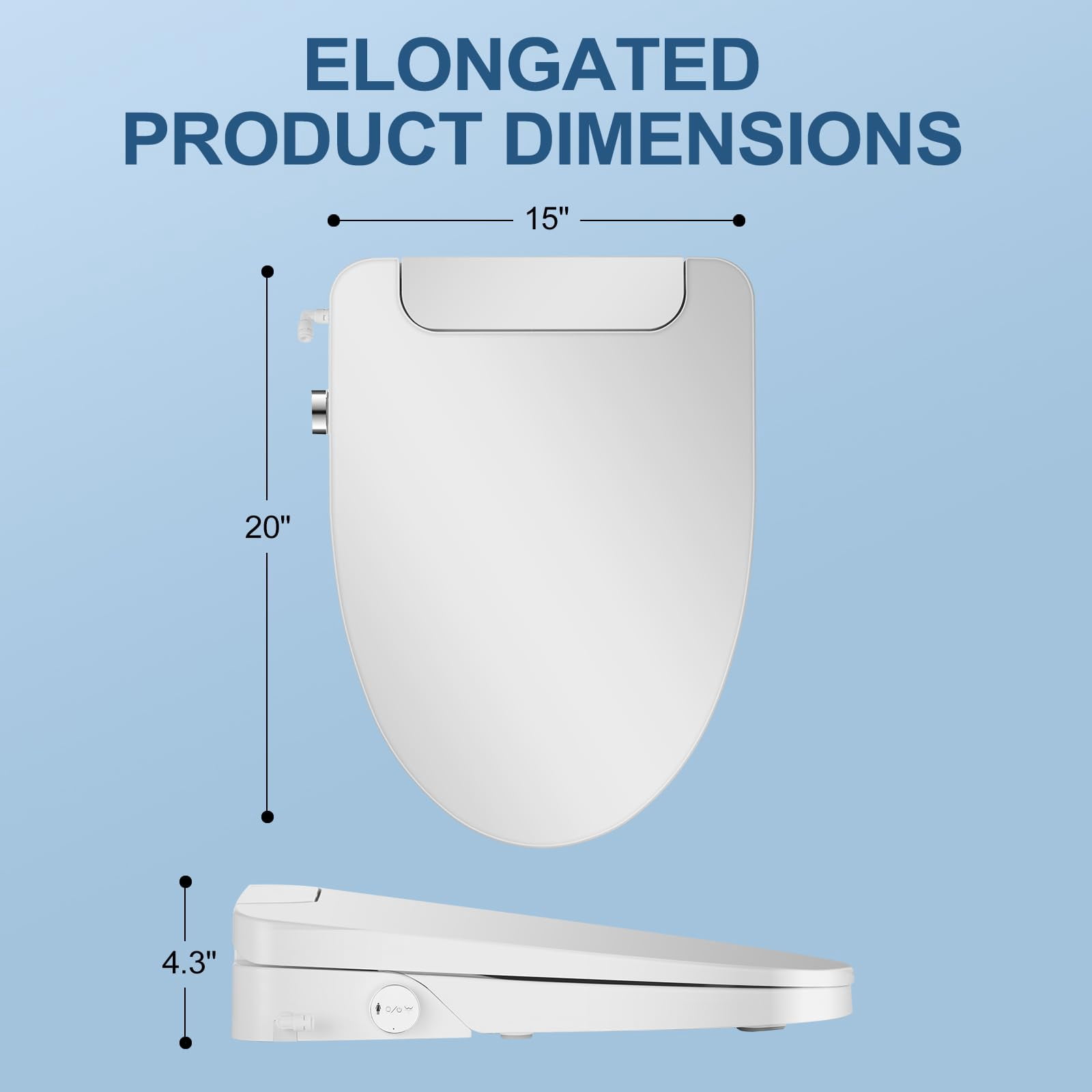 Electric Bidet Toilet Seat  Elongated Warm Water With Air Dryer Heated And Slow Close Lid Front Rear Wash Adjustable Temperature Led Nightlight Wireless Remote White 101