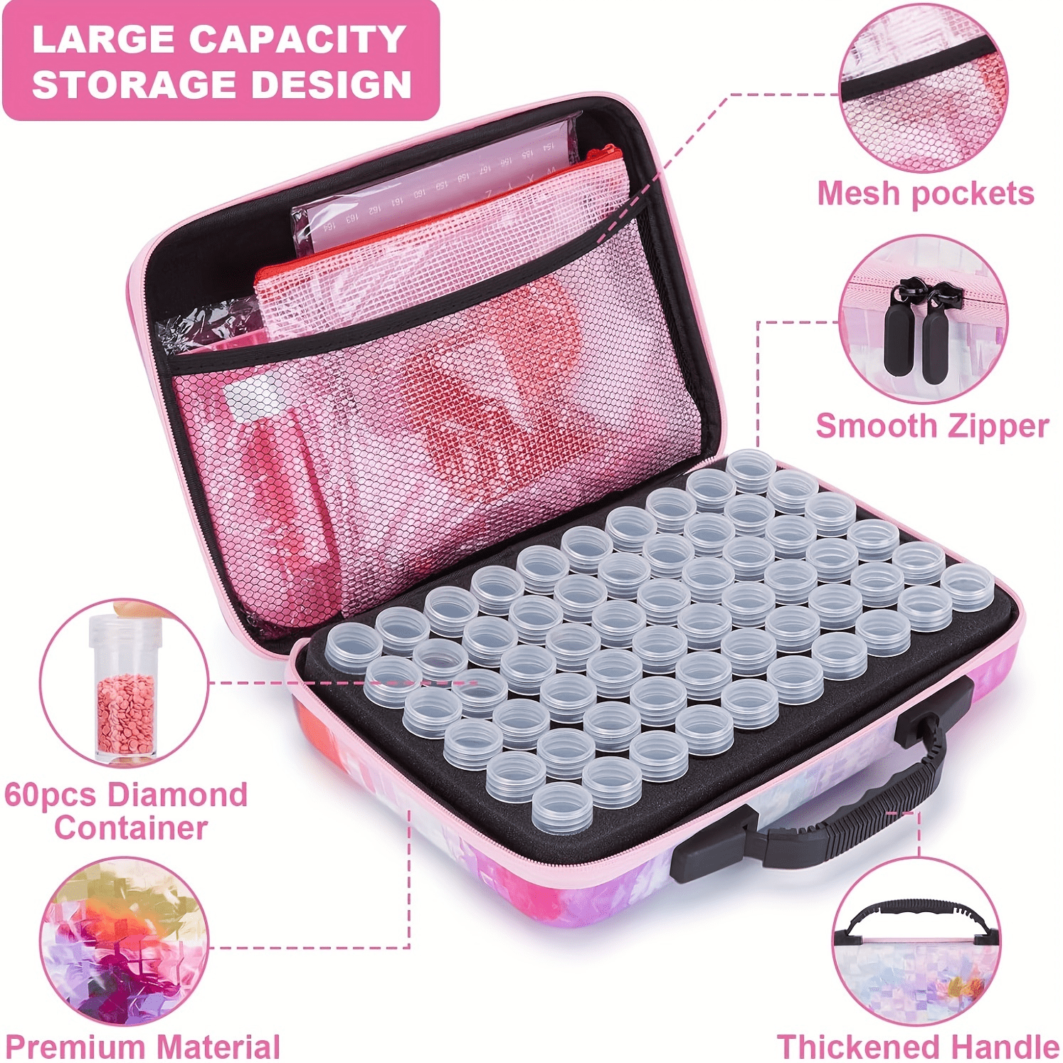 60 Slots Diamond Painting Accessories And Portable Diamond Painting Storage Box, Diamond Painting Storage Container Diamond Tool Set(Excluding Water Diamonds)
