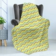 thumbnail image 4 of Yellow Chevron Soft Flannel Fleece Throw Blanket, Zigzag Lines in Horizontal Direction Retro Style Display, Cozy Plush for Indoor and Outdoor Use, 50" x 60", Charcoal Grey Sky Blue, by Ambesonne, 4 of 5