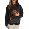 thumbnail image 2 of EliteGoogv Women Hoodies Hooded Sweatshirt Pet Carrie Pocket Pullover Comfort Fit Black XL, 2 of 7