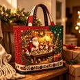thumbnail image 5 of Christmas Quilted Tote Bag Large Reusable Santa Workshop Shopper Festive Shoulder Bag - 16.93 x 15.75 Inch, 5 of 5