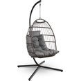 thumbnail image 3 of Chaise Balançoire Suspendue Chaise Longue Chaise de Terrasse Hamac de Balançoire d'Extérieur avec Oreiller Intégré &; Protection de la Canopée et Accoudoirs Recouverts de Mousse Résistant à l'Eau - Rose, 3 of 3