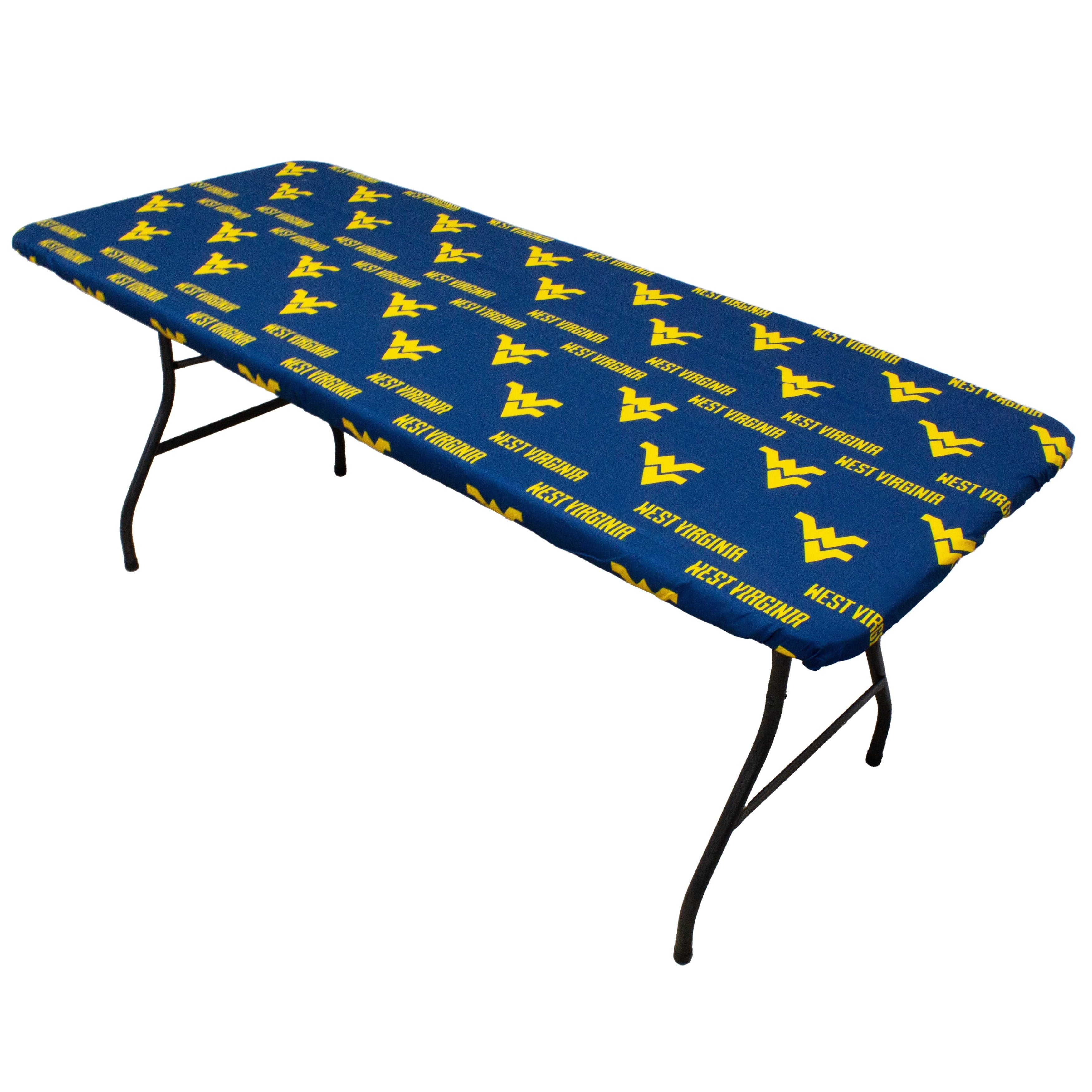 West Virginia Mountaineers Tailgate Fitted Tablecloth Single - 33" x 33", Card Table - West Virginia Mountaineers