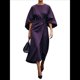 thumbnail image 1 of Vestido Elegante de Cóctel para Mujer, con Mangas Murciélago, Liso, Informal, Holgado, Fruncido, con Abertura, Midi y Cinturón. Púrpura M, 1 of 3