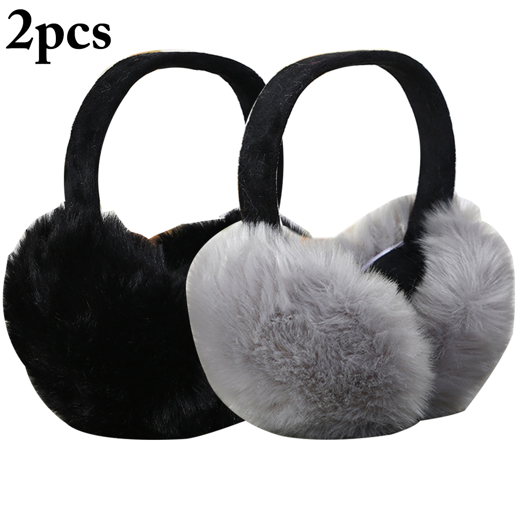2PCS Winter Earmuffs Foldable Comfortable Warm Plush Ear Warmer Outdoor