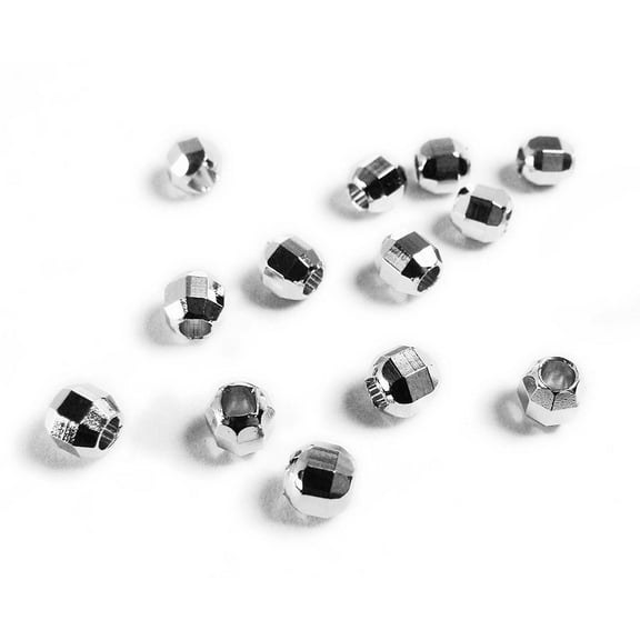 6mm Approx. 50 Pieces Platinum Plated Brass Faceted Round Beads ForJewelry Making