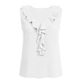 thumbnail image 7 of Iyufng Women's V Neck Front Ruffle Sleeveless Tank Top Loose Solid Office Elegant Casual Blouse, 7 of 7