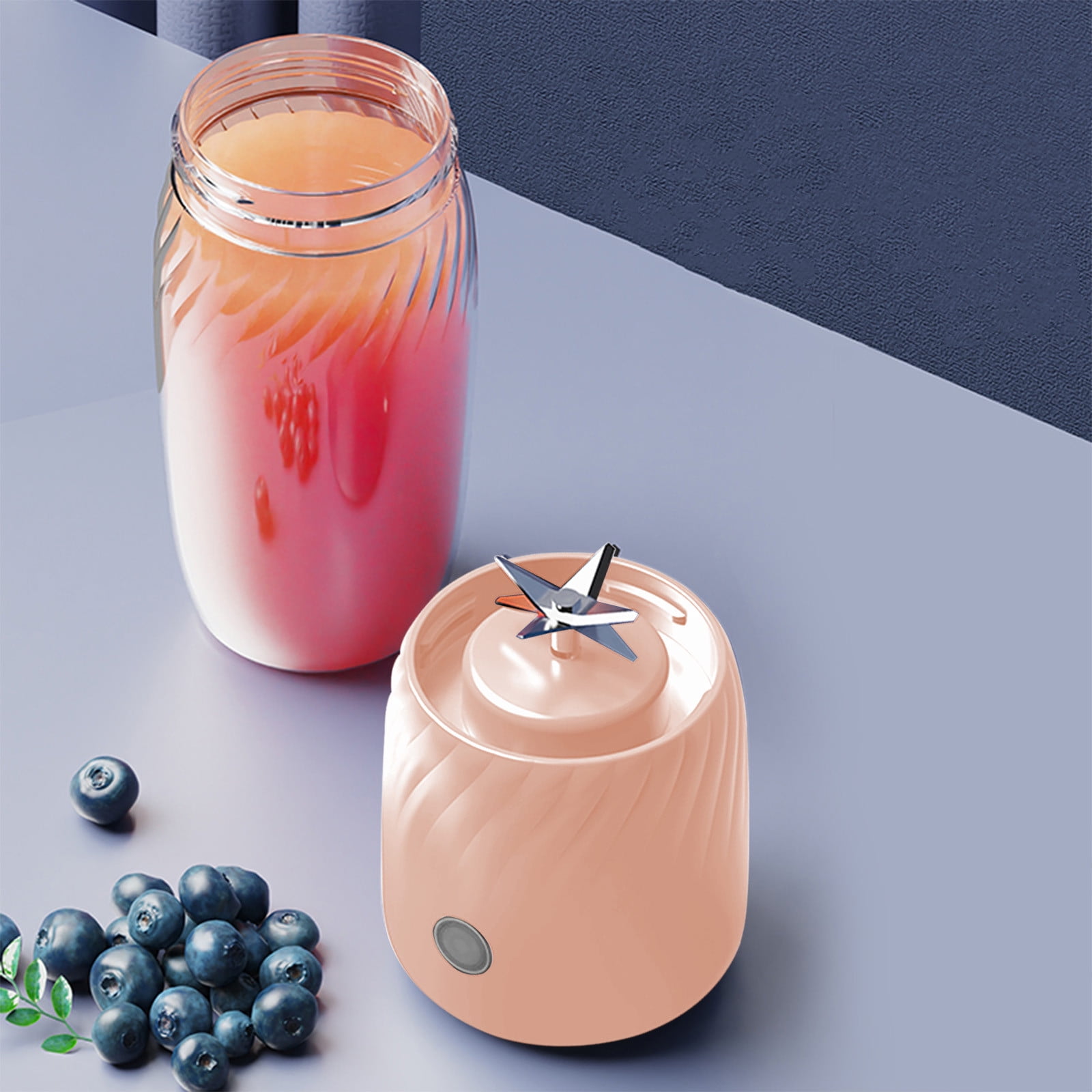 Portable USB Rechargeable Mini Juicer Blender 350ml Pink 6 Blades For Shakes And Fruit Juice