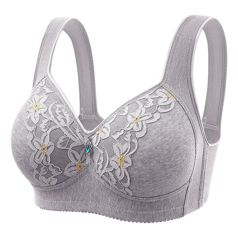 Tdoqot Womens Wireless Bras- Comfy Plus Size Lace Daily Smoothing Soft  Touch Breathe Bras for Women Gray Size 3XL 