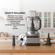 Ninja Food Processor 9-Cup, 3 Auto-iQ Presets, Chop Slice Shred, Dishwasher Safe, BN600 Silver