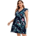 thumbnail image 4 of MURMUREY Women Plus Size Summer Casual T Shirt Dress Short Sleeve V Neck Loose Swing Midi Dress with Pockets, 4 of 7
