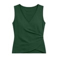 thumbnail image 7 of Cmfcve Cotton Tank Tops for Women V Neck Ruched Sleeveless Blouse Cross Front Surplice Wrap Casual T Shirts, 7 of 7