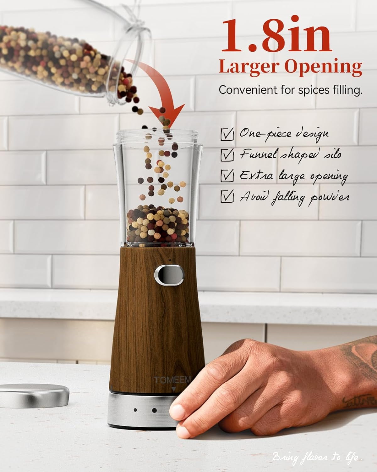 Electric Salt and Pepper Grinder Set Rechargeable Stainless Steel Grinder Set 5 Adjustable 4.5oz Upgrade Capacity