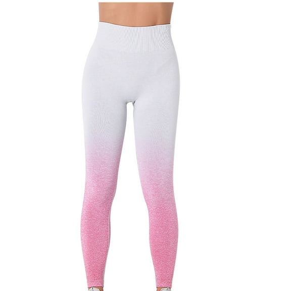 Plebaso Seamless Yoga Sports Pants for Women High Waisted Gradient Color Running Training Jogger Pants