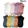 thumbnail image 2 of Women Ankle Socks Cotton - 10 Pairs Ruffle Turn-Cuff Summer Socks Casual Socks, 2 of 10