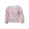 thumbnail image 4 of PENGXIANG Chemisier à Manches Longues Col en V Boutonné en Chiffon à Volants Imprimé Papillon, 4 of 8