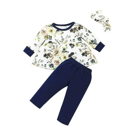 

Fesfesfes Infant Printed Side Long Sleeve + Printed Trousers + Headband Suit