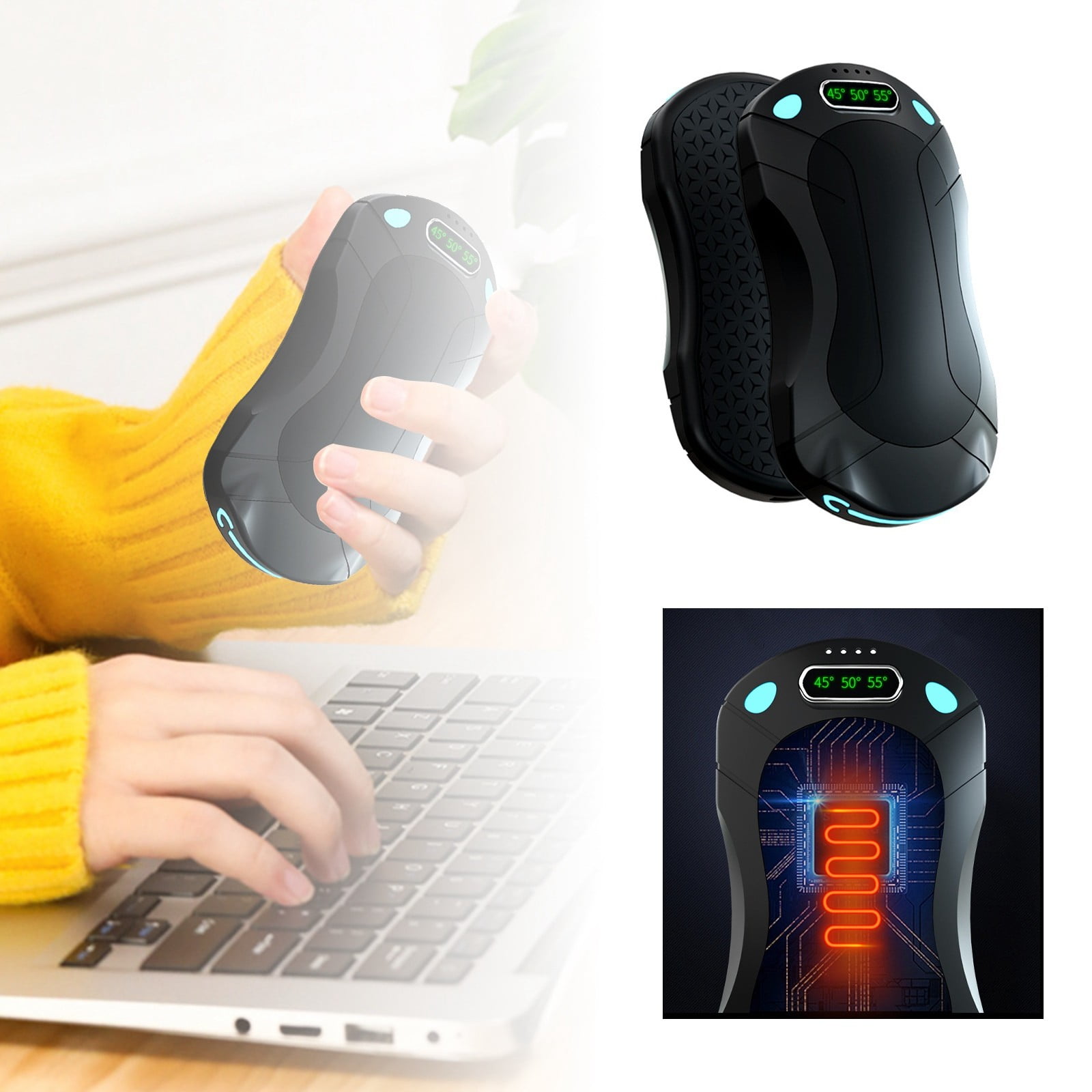 Mini Hand Warmer USB Rechargeable Split Heating Pouch Long Lasting Portable Personal Warmer for Winter Outdoor Activities