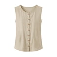 thumbnail image 5 of Linen Cotton Button Tank Top For Women Sleeveless Relaxed Fit Summer Casual Wear Versatile Lightweight Breathable Everyday Top, 5 of 8