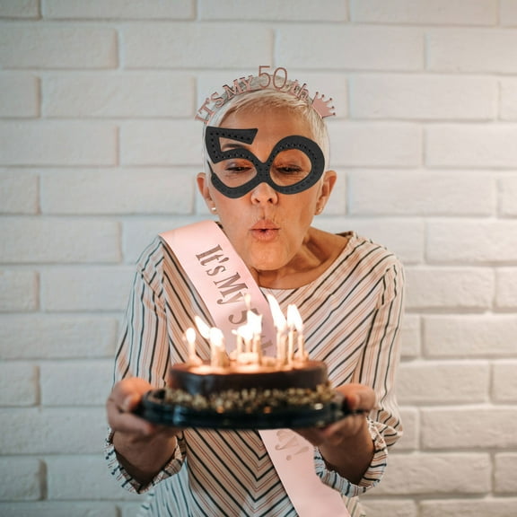 Masteelf 6pcs Birthday Party Eyewear 50 Number Shaped Glasses Fun Birthday Photo Booth Props for 50th Anniversary Celebrations Black