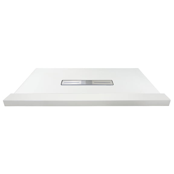 Transolid Trimslate 60-in x 48-in Shower Base with Adjustable Single Threshold and Center Drain, White