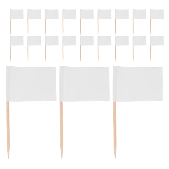 OULII 200Pcs White Toothpick Flags for Food Labeling and Cake Decorations Party Accessories