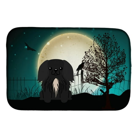 Halloween Scary Pekingnese Black Dish Drying Mat