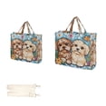 thumbnail image 3 of Corduroy Composite Fabric Tote Bag Magnetic Snap Large Capacity Crossbody Bag Beige Shoulder Strap Cute Dogs with Flowes, 3 of 8
