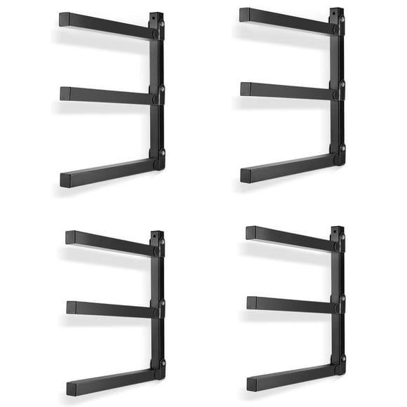 Estante de almacenamiento para madera Ultrawall, metálico, de 3 niveles, negro, paquete de 4