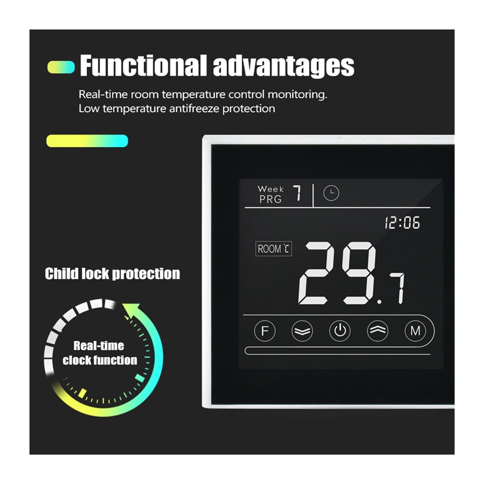 95~240V Smart Intelligent Thermostat, Room Electric Water Gas Boiler Floor Heating Temperature Controller ,Temperature calibrating