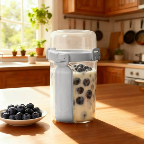 28 OZ Overnight Oats Containers with Lids and Spoon Glass Mason Jars Airtight Overnight Oats Jars Leak Proof Yogurt Parfait Cups Oatmeal Container for Cereal Fruit Milk Salad Yogurt Meal Prep(Gray-A)