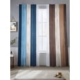 thumbnail image 5 of Blue Brown Farmhouse Semi Sheer Window Curtains 96 Inches Long, Vintage Retro Wooden Rod Pocket Voile Silky Chiffon Curtain Light Filtering Drapes for Living Room, Kitchen, Bedroom, 52"x96", 2 Panels, 5 of 9