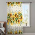 thumbnail image 4 of Sunflower Sheer Curtains 63 Inches Long, Country Botanical Yellow Green Floral Leaf Light Filering Curtains, Breathable Simi Curtain Privacy Drapes for Living Room Bedroom Window Treatment, 4 of 9