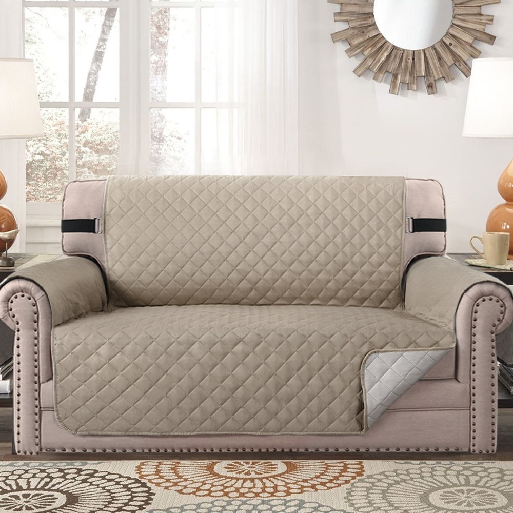 SHANNA Sofa Slipcover Reversible Quilted Sofa Cover, Water Resistant Couch Covers Furniture Protector for Pets Kids, Khaki, Loveseat Cover