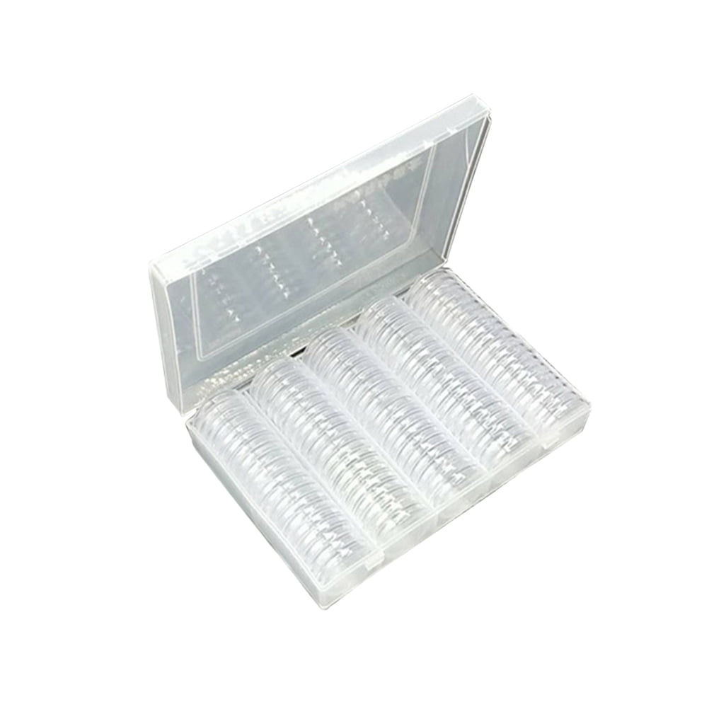 100PCS 27MM Coin Collection Storage Box Plastic Coin Holders Coin Collecting Protector Case