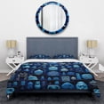 thumbnail image 3 of Designart "Moroccan Tiles with Blue Masks" Abstract Tile Bedding Covert Set - Abstract Blue Modern Bed Set With 2 Shams, 3 of 5