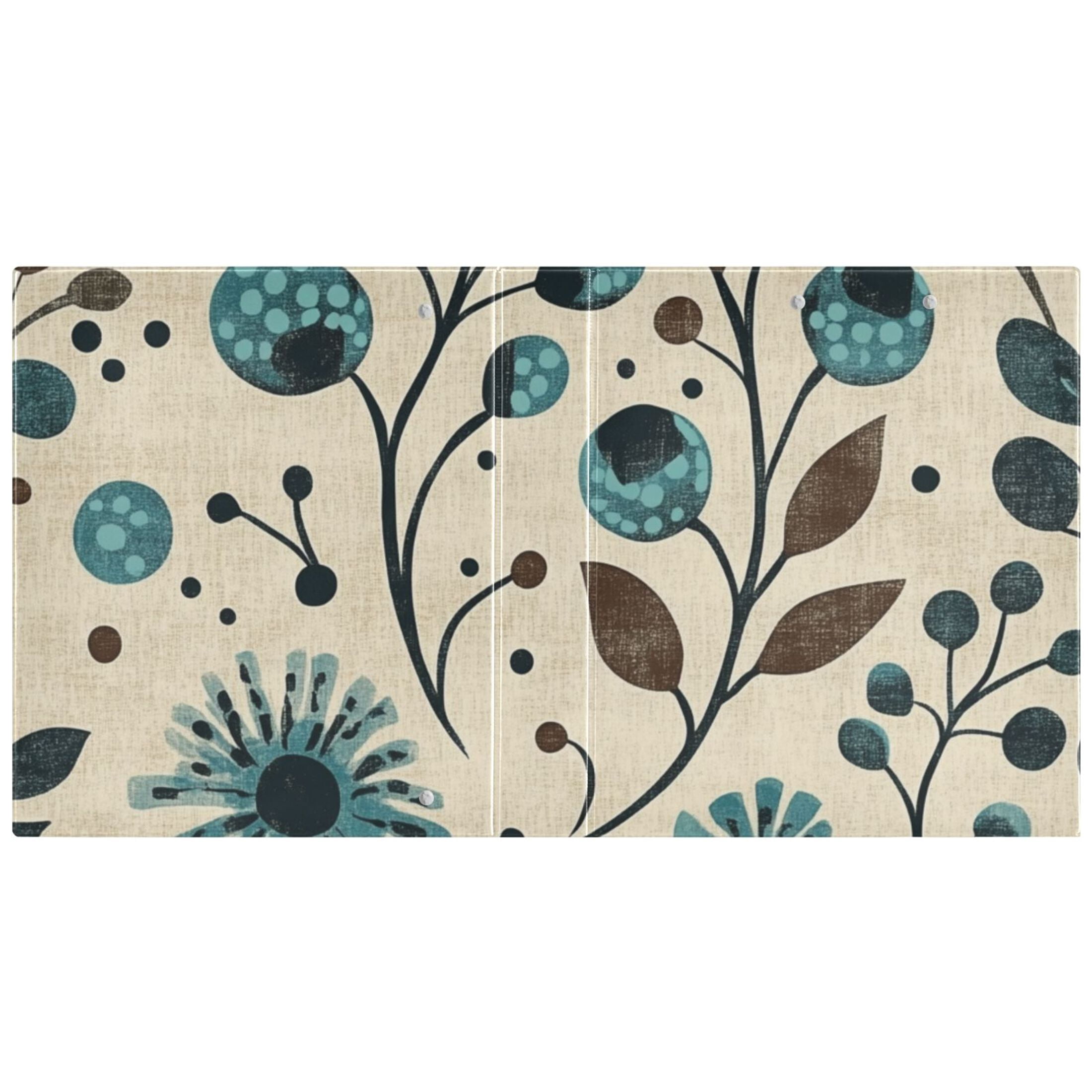 Doodles Leaves Flowers 3 Ring Binders 1.5 inch Hardcover File Folders with Interior Pockets A4 Size Organizer for School Office Hospital