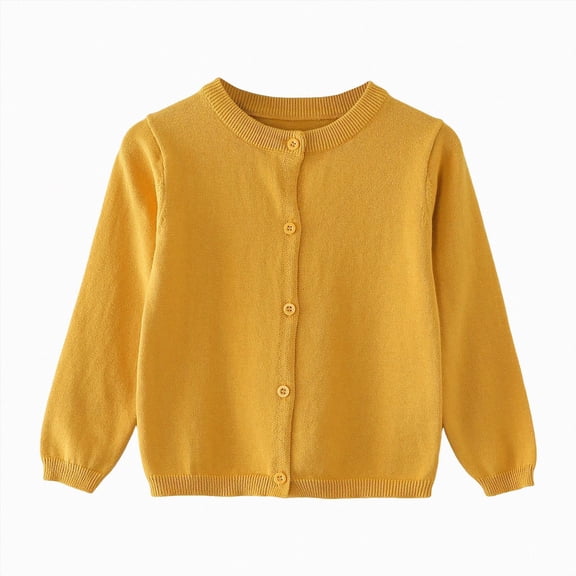 NIEWTR Infant Baby Cardigan Sweater Knitted Button Down Toddler Kids Sweatshirt for Spring Kids Fall Clothes Girls Cardigan Sweater(A-Yellow,3-4 Years)