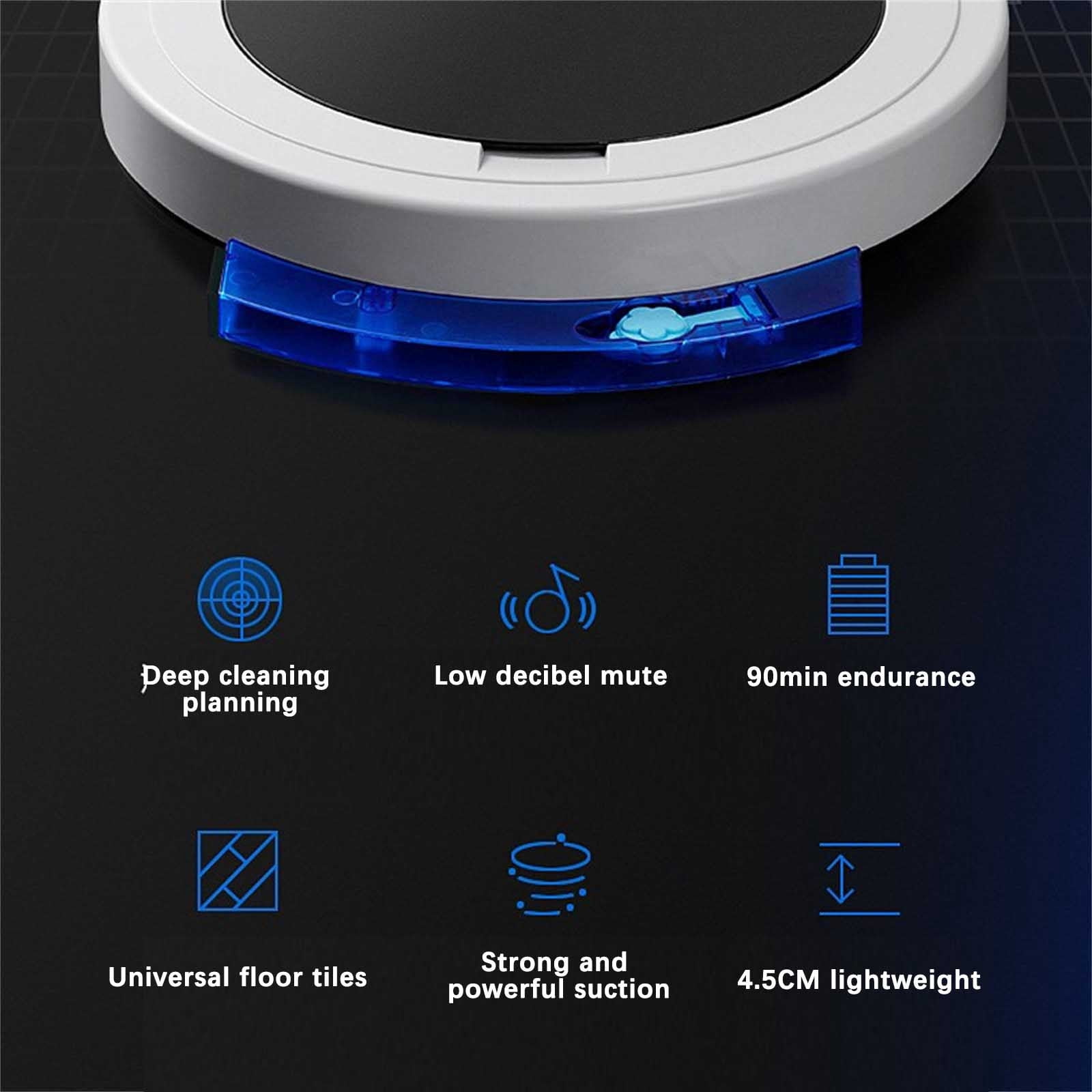 Kchsji RS9 Robot Vacuum and Mop, 2000mAh 90 Min, 2.4" Ultra Slim, Dual Spinning Brushes, 1999Pa Strong Suction, Self-Charging for Pet Hair Hard Floor, with Water Tank & Remote Control