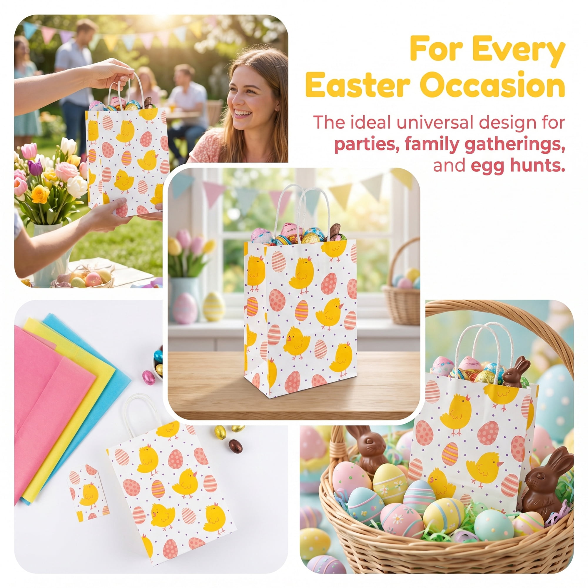 Unique Bargains 6Pcs Playful Kawaii Candy Goodie Gift Bags Yellow Chick 5.9" x 3.1" x 8.3"