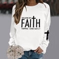 thumbnail image 2 of Cross Print Sweatshirts for Women Letter Crewneck Pullover Long Sleeve Casual Streetwear Soft Comfortable Loose Fit White S, 2 of 5